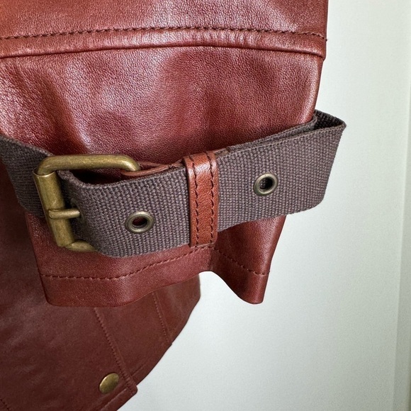 Louis Vuitton Burgundy Leather Jacket Belted Monogram Lining Women’s 38 - Picture 9 of 12